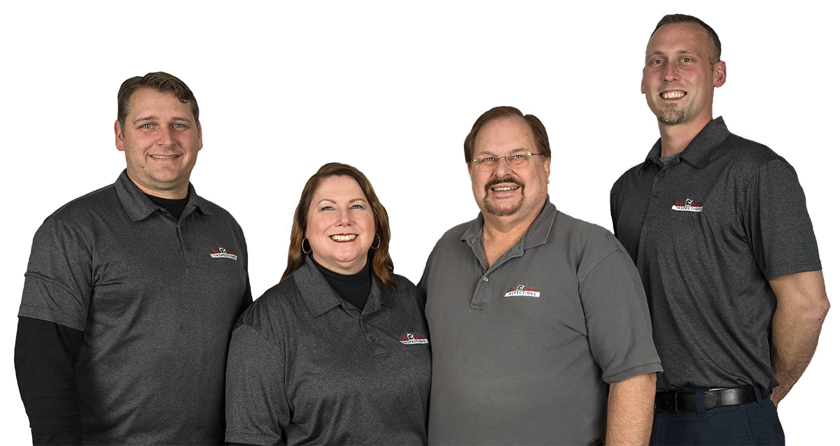 The Best Choice Inspections Team: Jon (Master Inspector), Jayme (Co-Owner and Office Manager), Gene (Co-Owner and Master Inspector), and Tanner (InterNACHI Inspector)